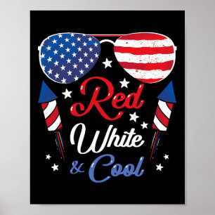 USA Amerikanische Flagge Vintage Rot Weiß Und Cool Poster