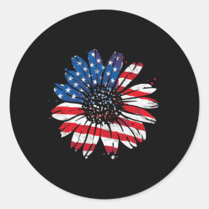 Usa Amerikanische Flagge Vintage Sonnenblume Glück Runder Aufkleber