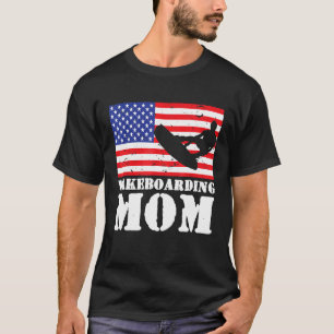 USA Amerikanische Flagge Wakeboarding Mutter Fraue T-Shirt