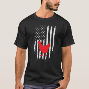 Usa Amerikanischer Flaggenhuhn  4. Juli Farmer Pat T-Shirt