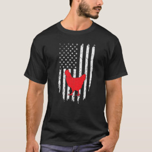 Usa Amerikanischer Flaggenhuhn  4. Juli Farmer Pat T-Shirt