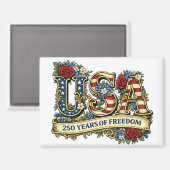 USA Amerikas 250. Jubiläum Magnet (Vorderseite/Rückseite)