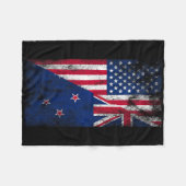Usa & New Zealand Flags - Us Of America Kiwi, Fleecedecke (Vorderseite (Horizontal))