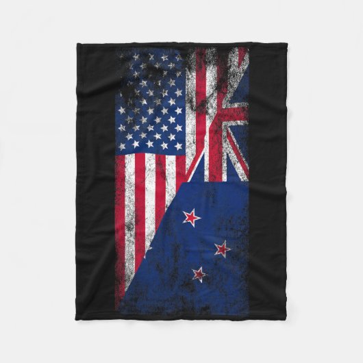 Usa & New Zealand Flags - Us Of America Kiwi, Fleecedecke (Vorderseite)