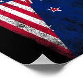 Usa & New Zealand Flags - Us Of America Kiwi, Poster (Ecke)