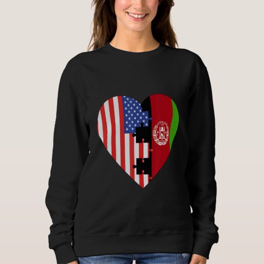USA and Afganistan Flags Heart Sweatshirt (Vorderseite)