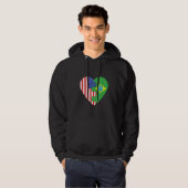 USA and Brazil Flags Heart Hoodie (Vorne ganz)
