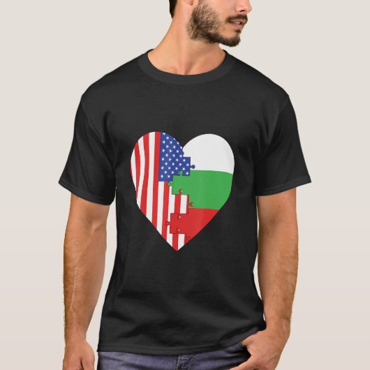 USA and Bulgaria Flags Heart T-Shirt (Vorderseite)