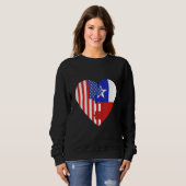 USA and Chile Flags Heart Sweatshirt (Vorne ganz)