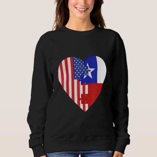 USA and Chile Flags Heart Sweatshirt (Vorderseite)