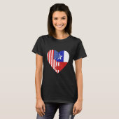USA and Chile Flags Heart T-Shirt (Vorne ganz)