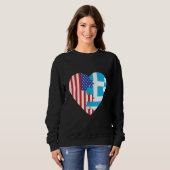 USA and Greece Flags Heart Sweatshirt (Vorne ganz)