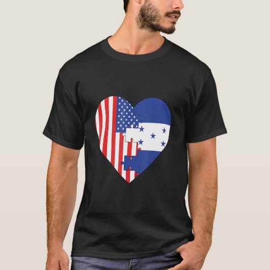 USA and Honduras Flags Heart T-Shirt (Vorderseite)