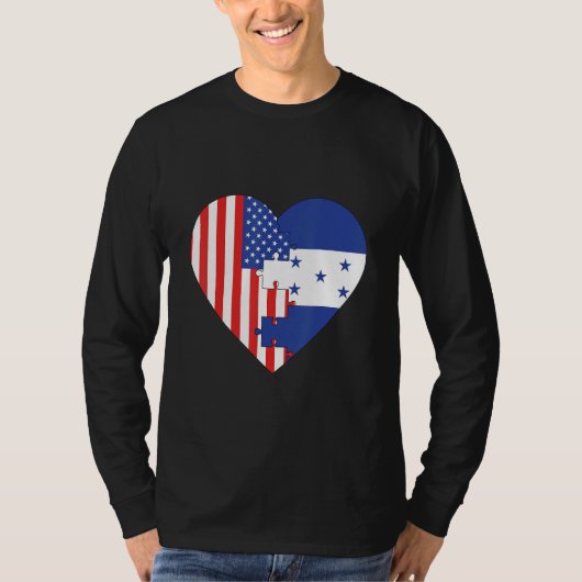 USA and Honduras Flags Heart T-Shirt (Vorderseite)