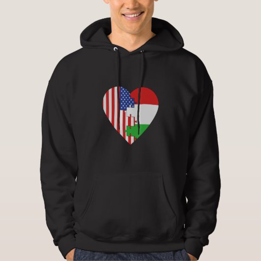 USA and Hungary Flags Heart Hoodie (Vorderseite)