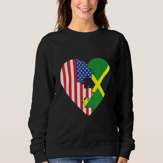 USA and Jamaica Flags Heart Sweatshirt (Vorderseite)