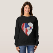 USA and Korea Flags Heart Sweatshirt (Vorne ganz)