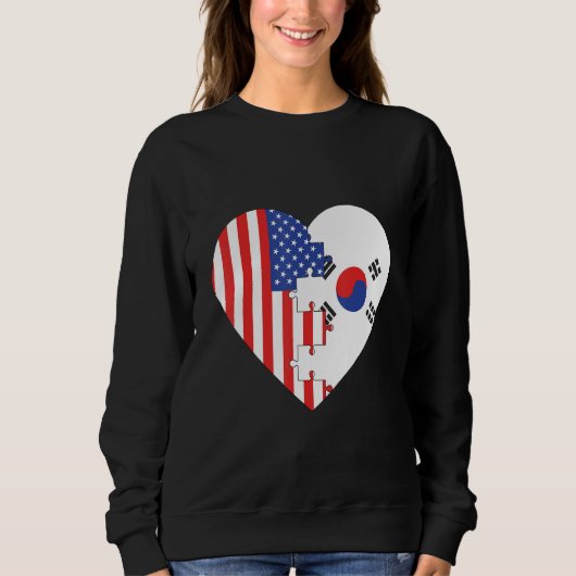 USA and Korea Flags Heart Sweatshirt (Vorderseite)