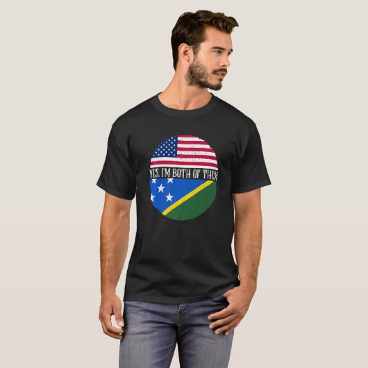 USA And Solomon Islands Flags Yes I'm Both Of The T-Shirt (Vorne ganz)