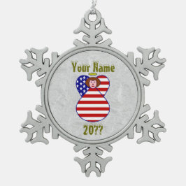 USA Angel Flag Red Hair Schneeflocken Zinn-Ornament