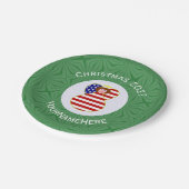 USA Angel Red Hair Weihnachtsfahne Personalisiert Pappteller (Schrägansicht)