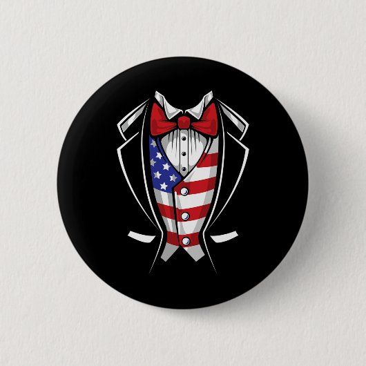 Usa Anzug Smoking patriotisch 4. Juli Flagge Ameri Button (Vorderseite)