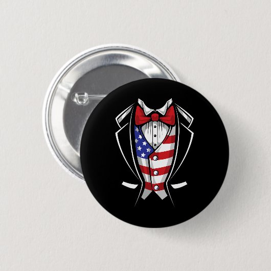 Usa Anzug Smoking patriotisch 4. Juli Flagge Ameri Button (Vorne & Hinten)