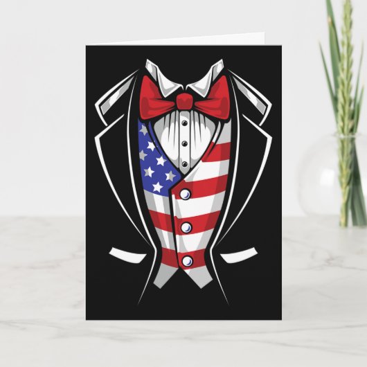 Usa Anzug Smoking Patriotisch 4. Juli Flagge Ameri Karte (Vorderseite)