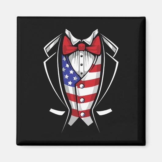 USA Anzug Smoking patriotisch 4. Juli Flagge Ameri Magnet (Vorne)