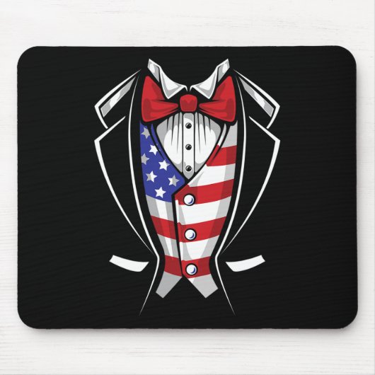 Usa Anzug Smoking patriotisch 4. Juli Flagge Ameri Mousepad (Vorne)