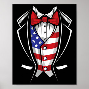 Usa Anzug Smoking patriotisch 4. Juli Flagge Ameri Poster