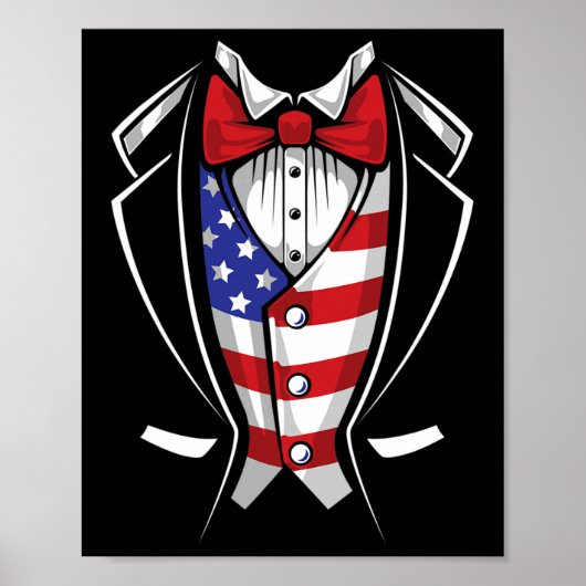 Usa Anzug Smoking patriotisch 4. Juli Flagge Ameri Poster (Vorne)