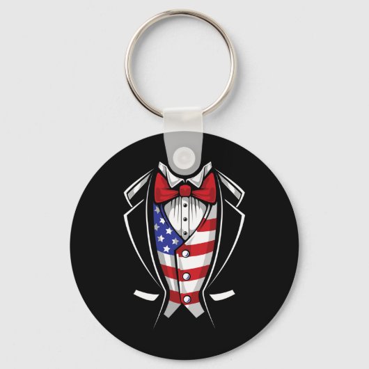 Usa Anzug Smoking patriotisch 4. Juli Flagge Ameri Schlüsselanhänger (Vorderseite)