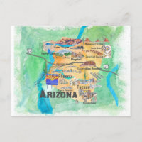 USA Arizona Staat Reisen Illustrierte Karte