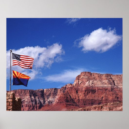 USA, Arizona, zwei Flaggen im Grand Canyon Nationa Poster (Vorne)