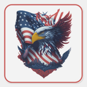 USA Art Adler Rot Weiß Blau Patriotismus Freiheit  Quadratischer Aufkleber