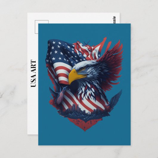 USA Art Eagle Red White Blue Patriotism Freedom Postkarte (Vorne/Hinten)