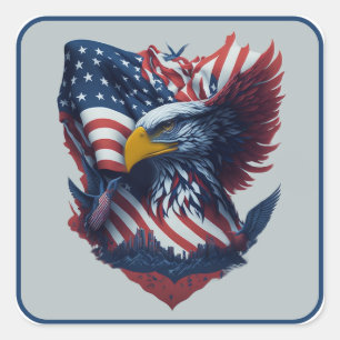 USA Art Eagle Red White Freedom Patriotism Quadratischer Aufkleber