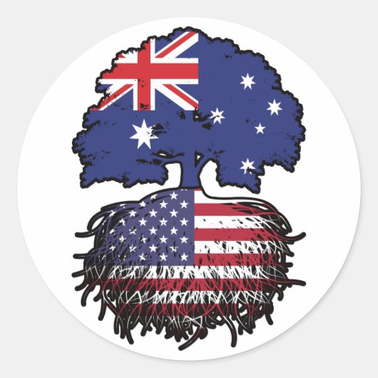 USA - Australisches Treots-Flag Runder Aufkleber (Vorderseite)