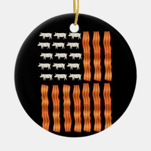 USA Bacon Flag Pig Vintage Keramik Ornament (Vorne)