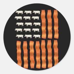 USA Bacon Flag Pig Vintage Runder Aufkleber