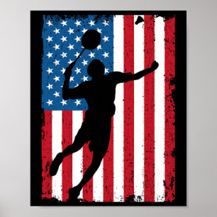 Usa Badminton Flag Vintage Sportflagge Poster