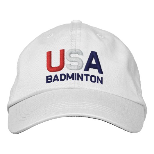 USA Badminton Olympia bestickt mit Weißhut Bestickte Baseballkappe (Vorderseite)