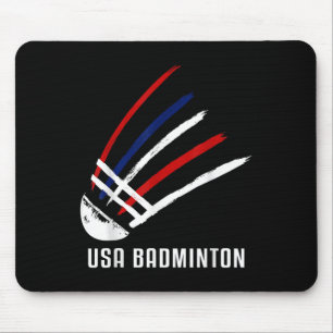 USA Badminton Shuttle Rot Weiß Blau Mousepad