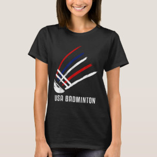 USA Badminton Shuttlecock Rot Weiß Blau T-Shirt