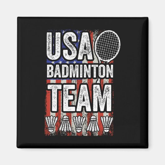 Usa Badminton Team American Flag Funny Badminton F Magnet (Vorne)