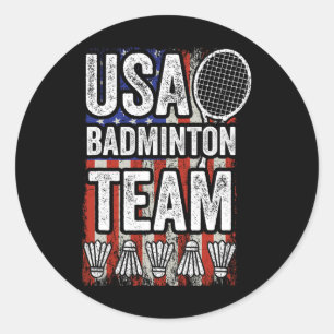 Usa Badminton Team American Flag Funny Badminton F Runder Aufkleber