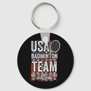 Usa Badminton Team American Flag Funny Badminton F Schlüsselanhänger