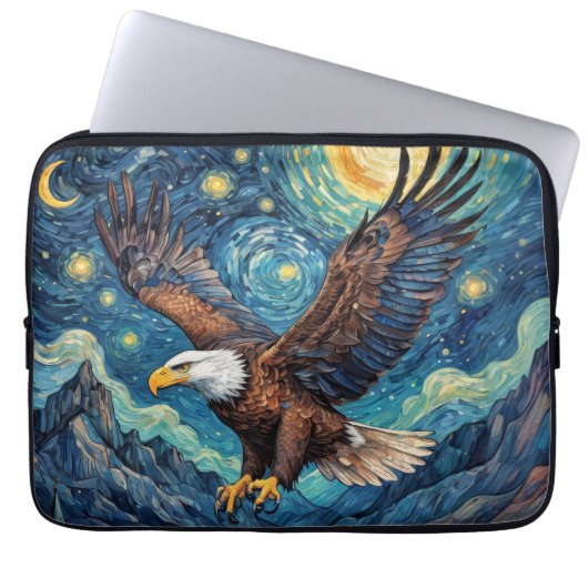 USA Bald Eagle im Stil von Starry Night Van Gogh Laptopschutzhülle (Vorderseite)