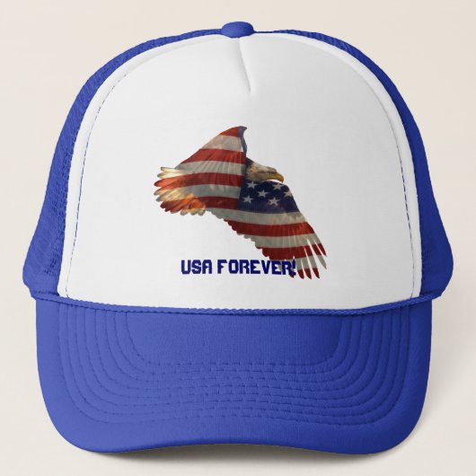 USA Bald Eagle & US Flag USA FOREVER Hat Truckerkappe (Vorderseite)